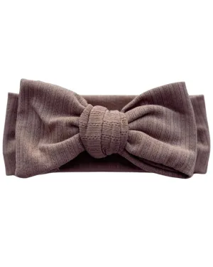 Skinny Knit Large Bow Headband - Mocha