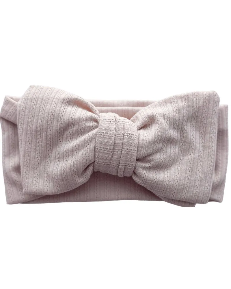 Skinny Knit Large Bow Headband - Shell