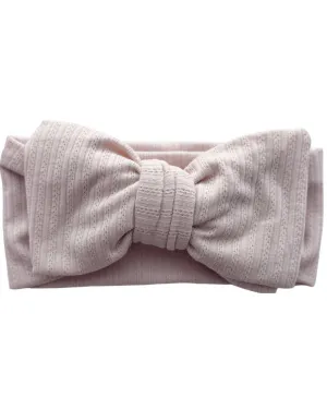 Skinny Knit Large Bow Headband - Shell