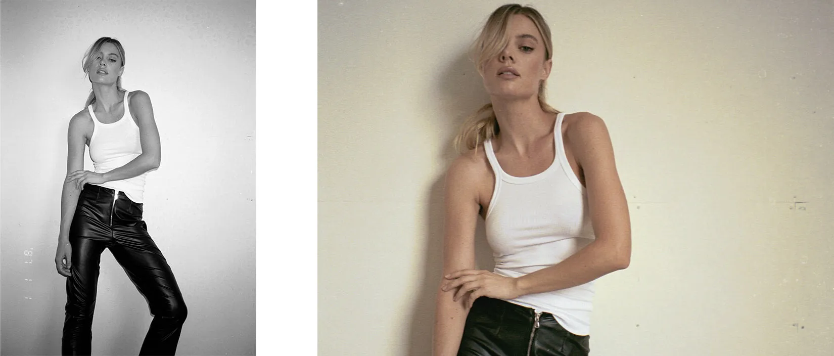 Skinny Racer Ribbed Tank - White