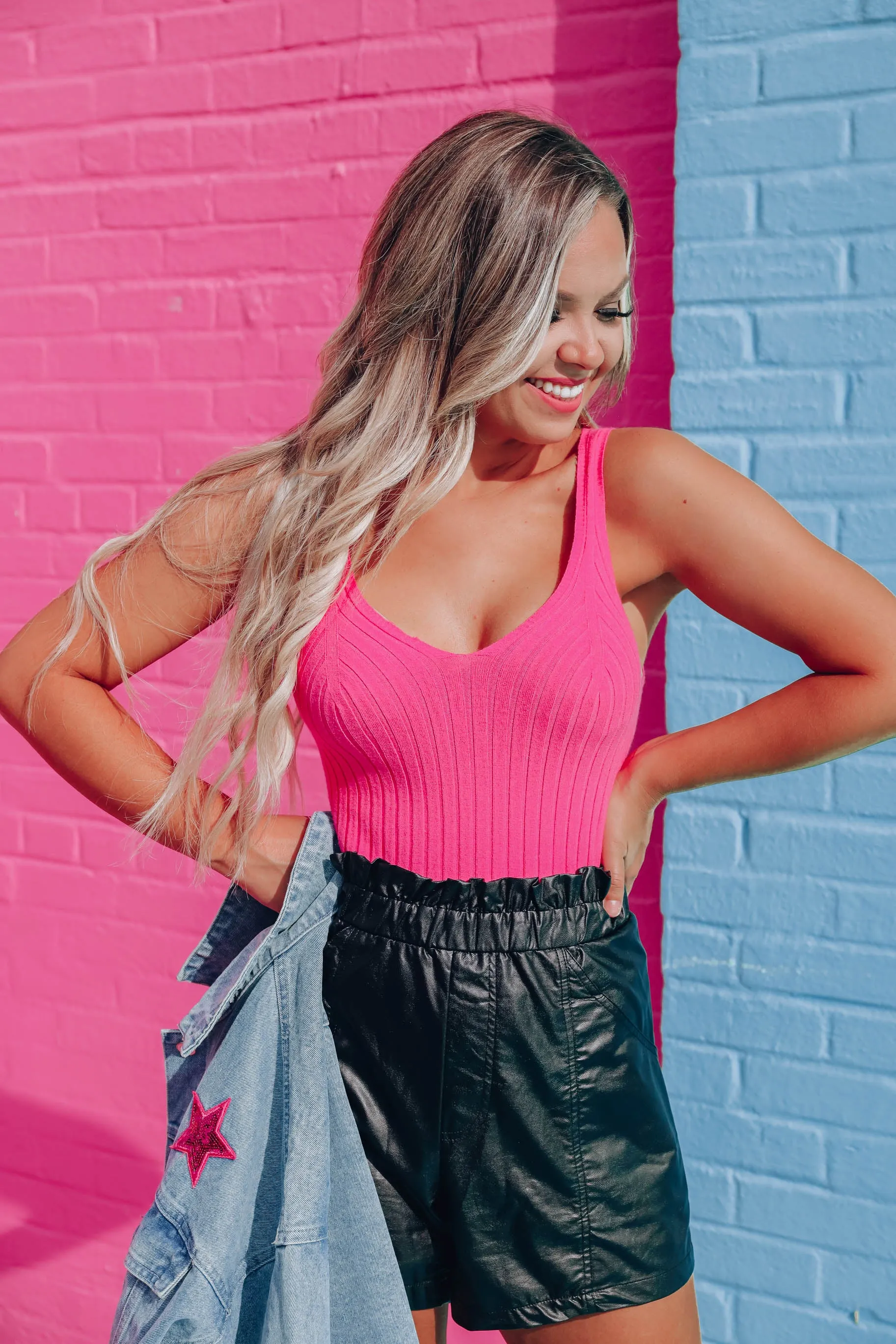 So Candid Ribbed Tank - Pink
