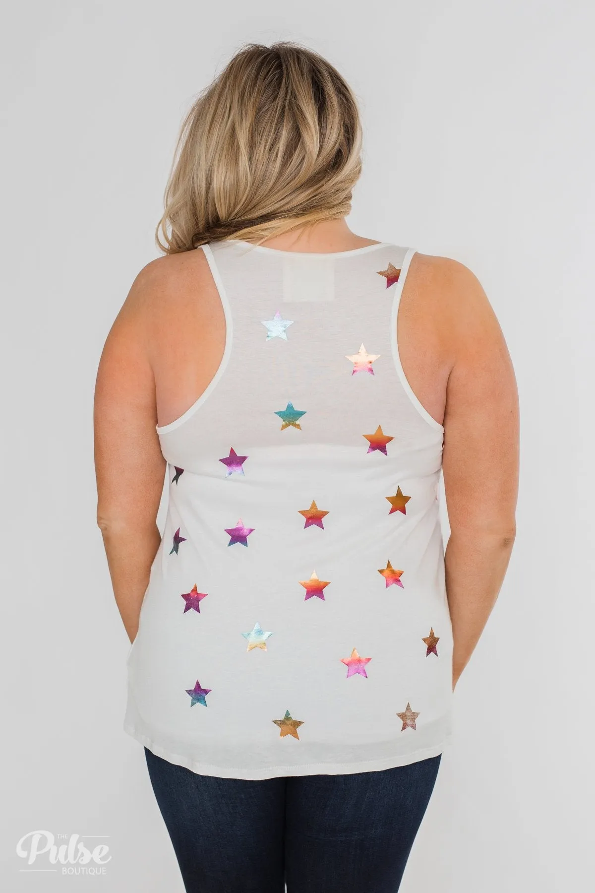 Sparkle For You Star Racerback Tank Top- Ivory