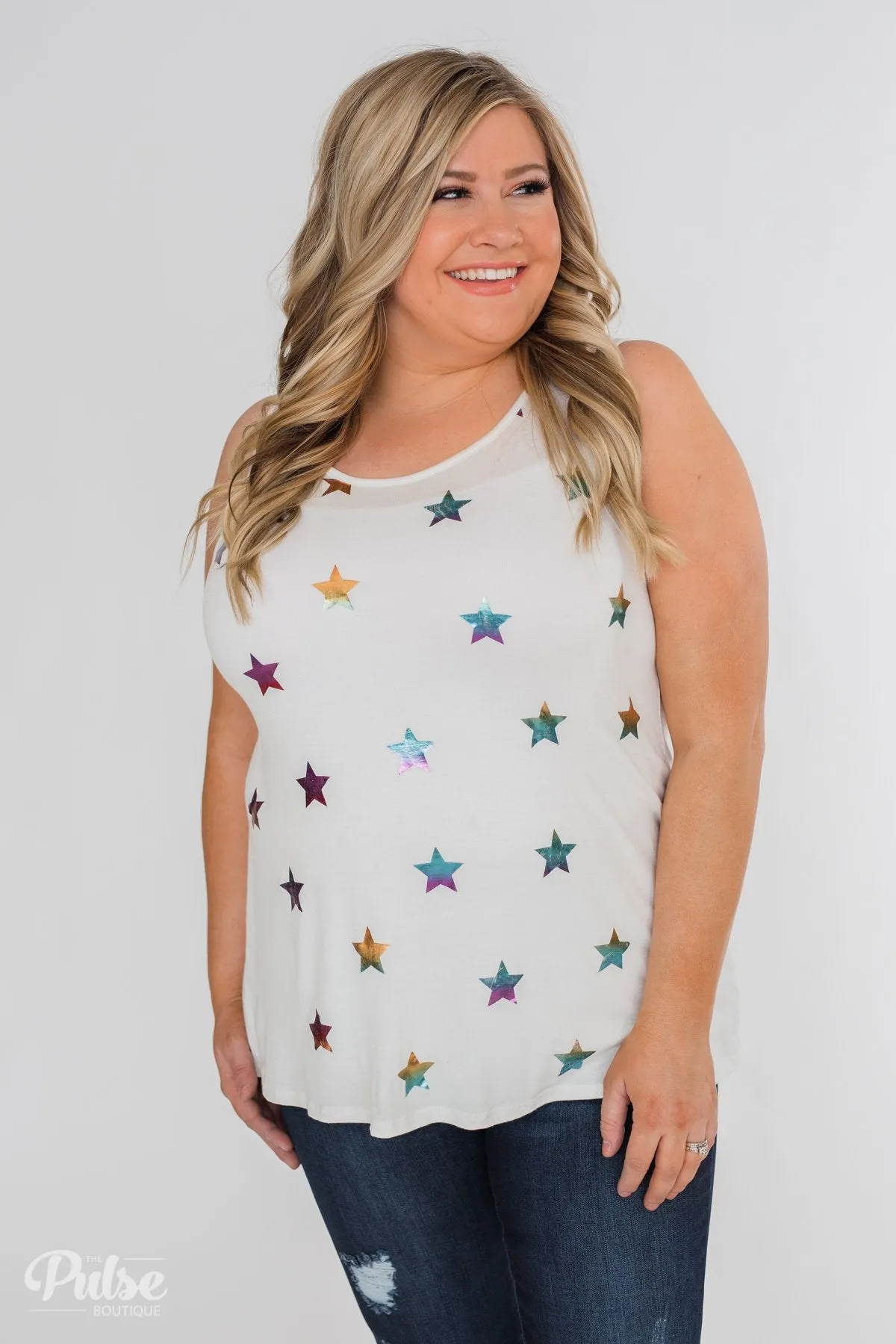 Sparkle For You Star Racerback Tank Top- Ivory