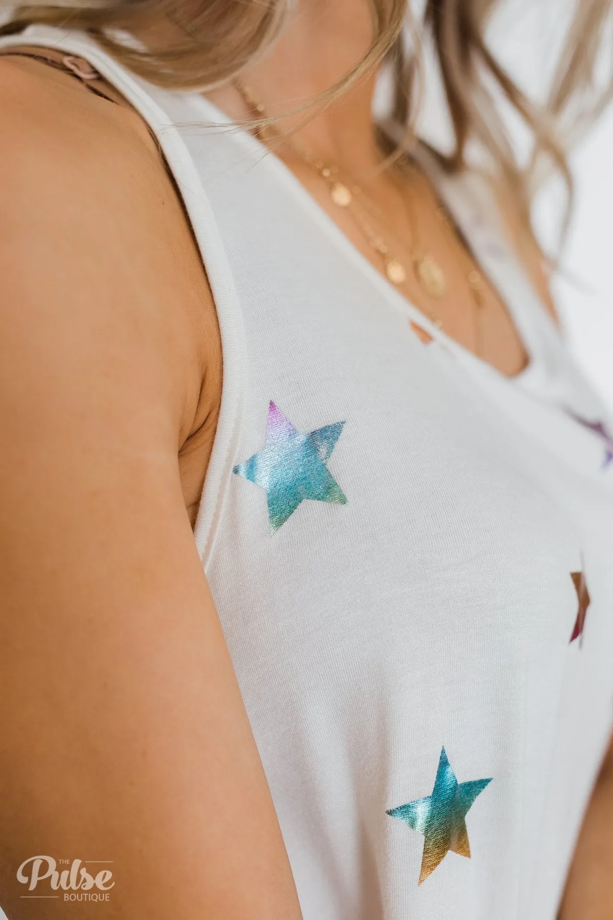 Sparkle For You Star Racerback Tank Top- Ivory