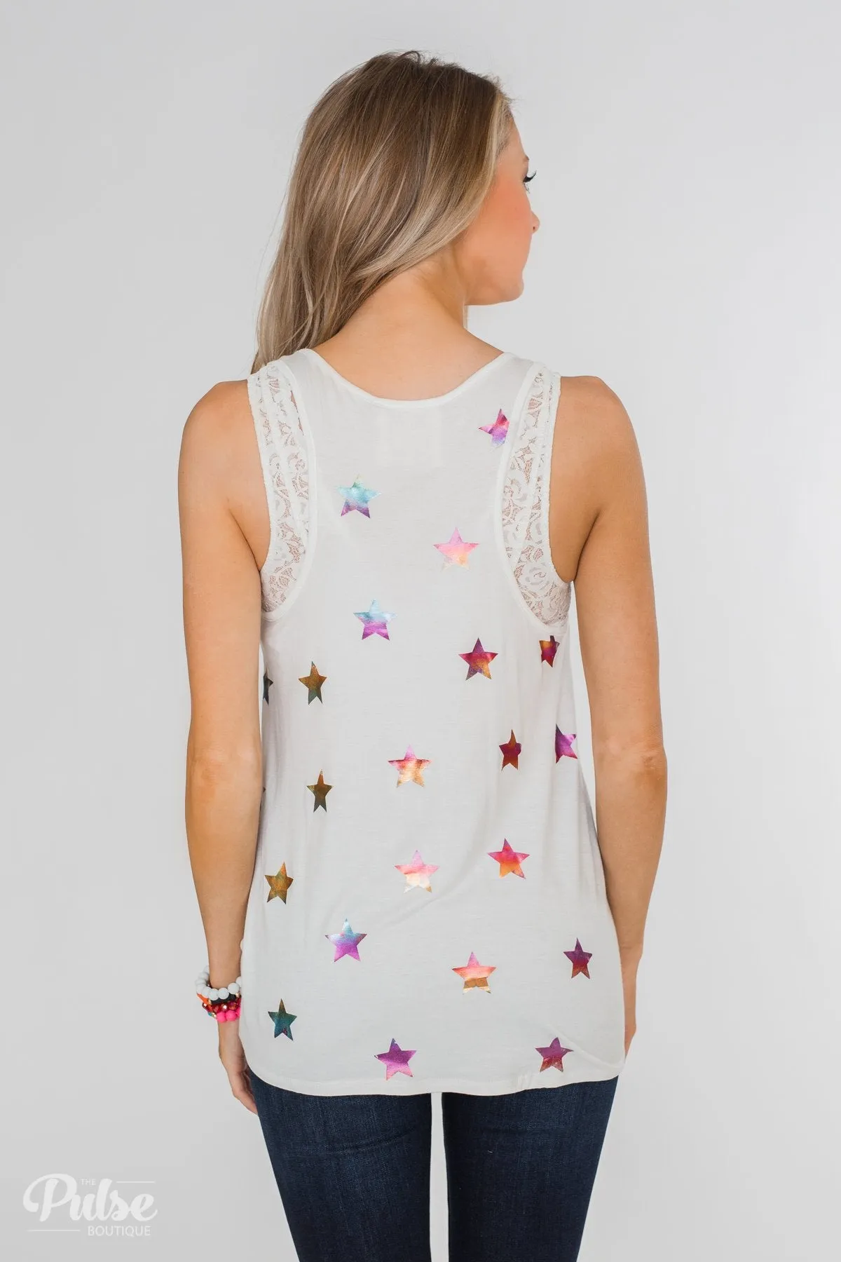 Sparkle For You Star Racerback Tank Top- Ivory