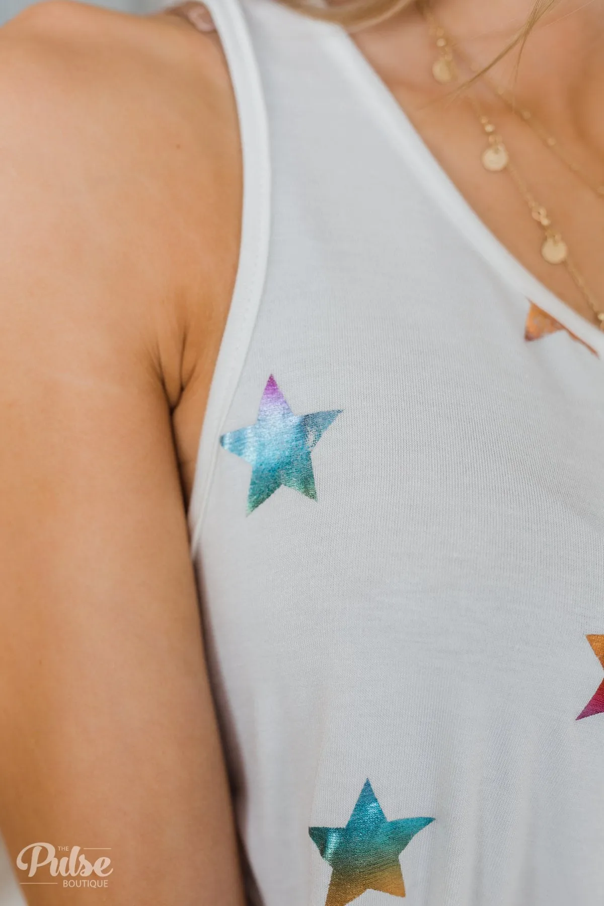 Sparkle For You Star Racerback Tank Top- Ivory