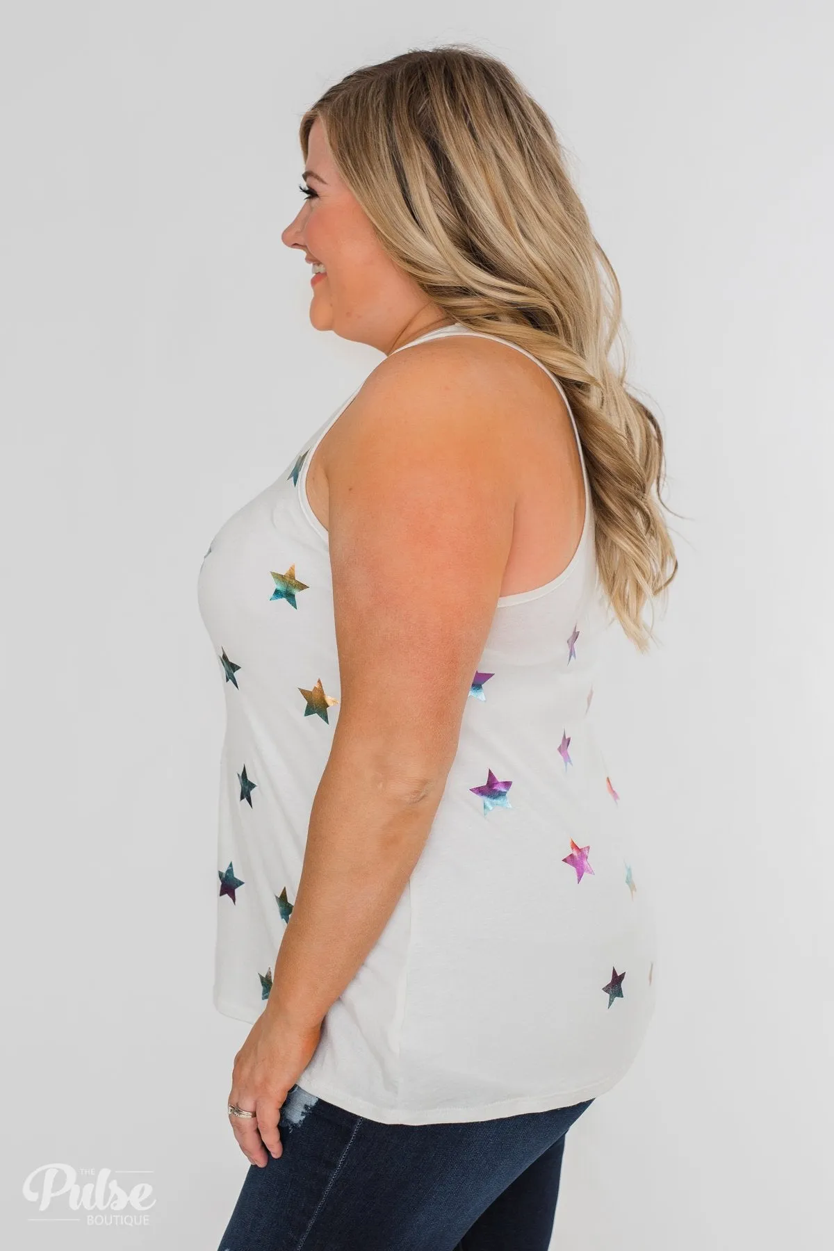 Sparkle For You Star Racerback Tank Top- Ivory