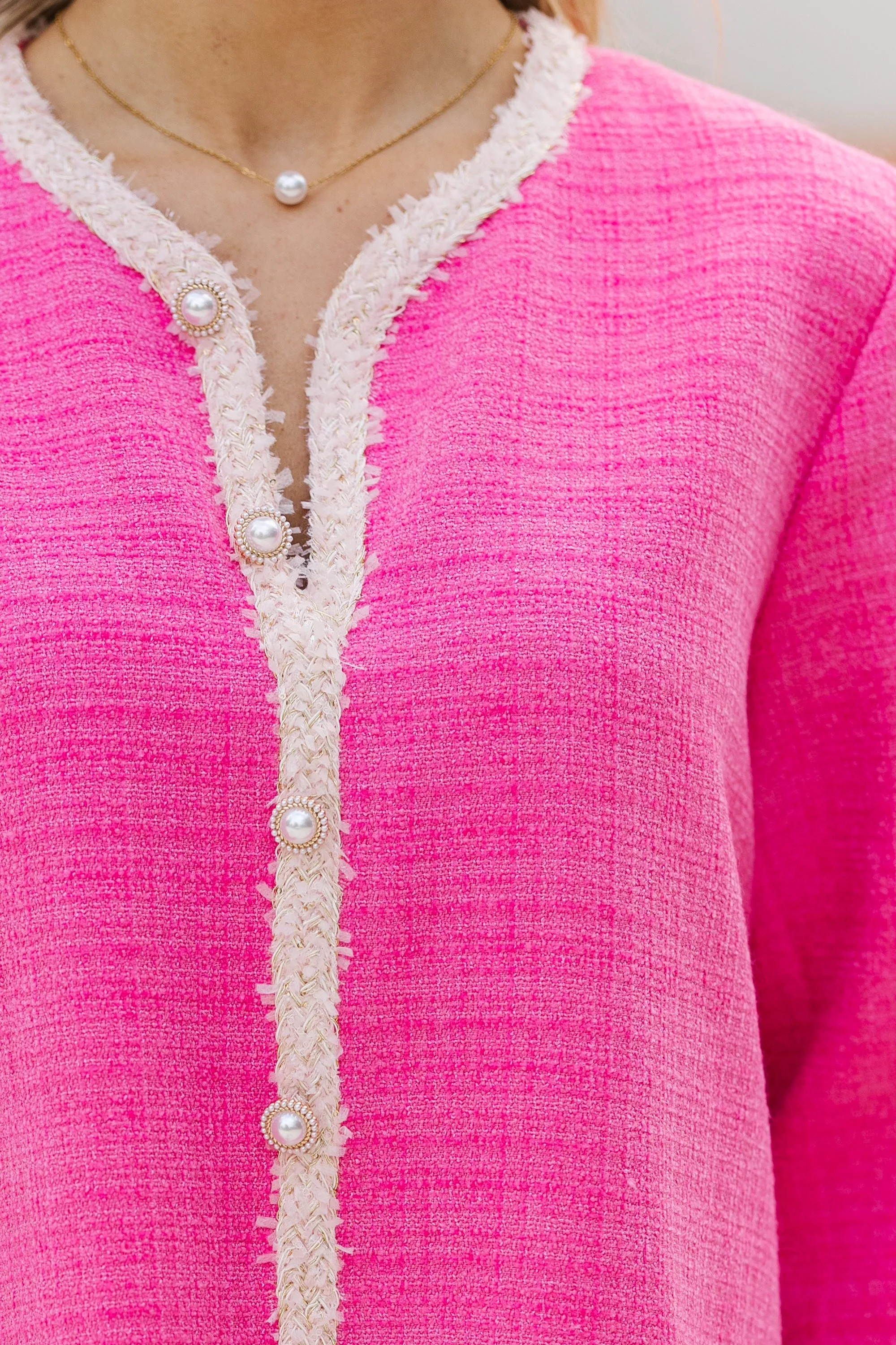 Speak Up Fuchsia Pink Tweed Dress