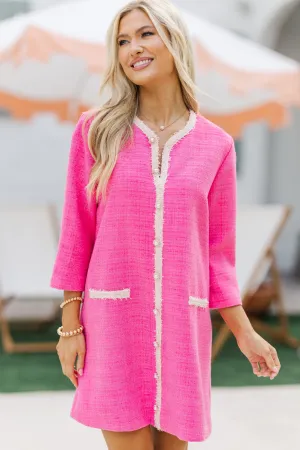 Speak Up Fuchsia Pink Tweed Dress