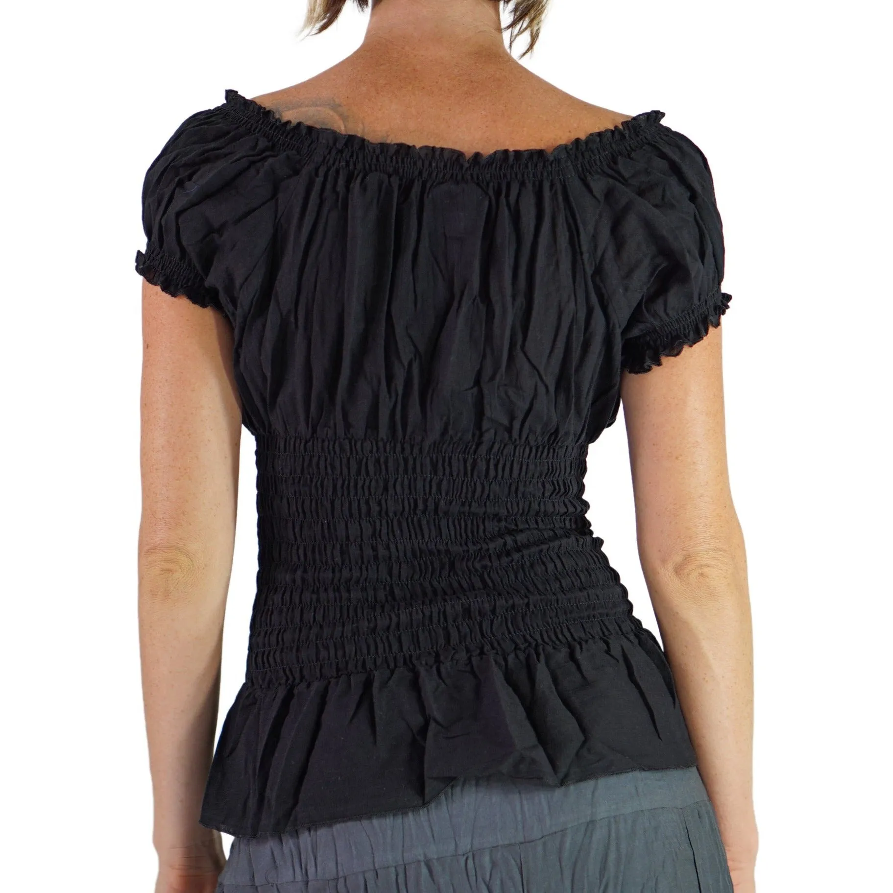 'SS Peasant Blouse, Chemise' - Black