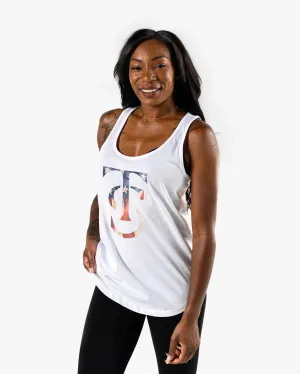 Stars & Stripes Racerback Tank  - White