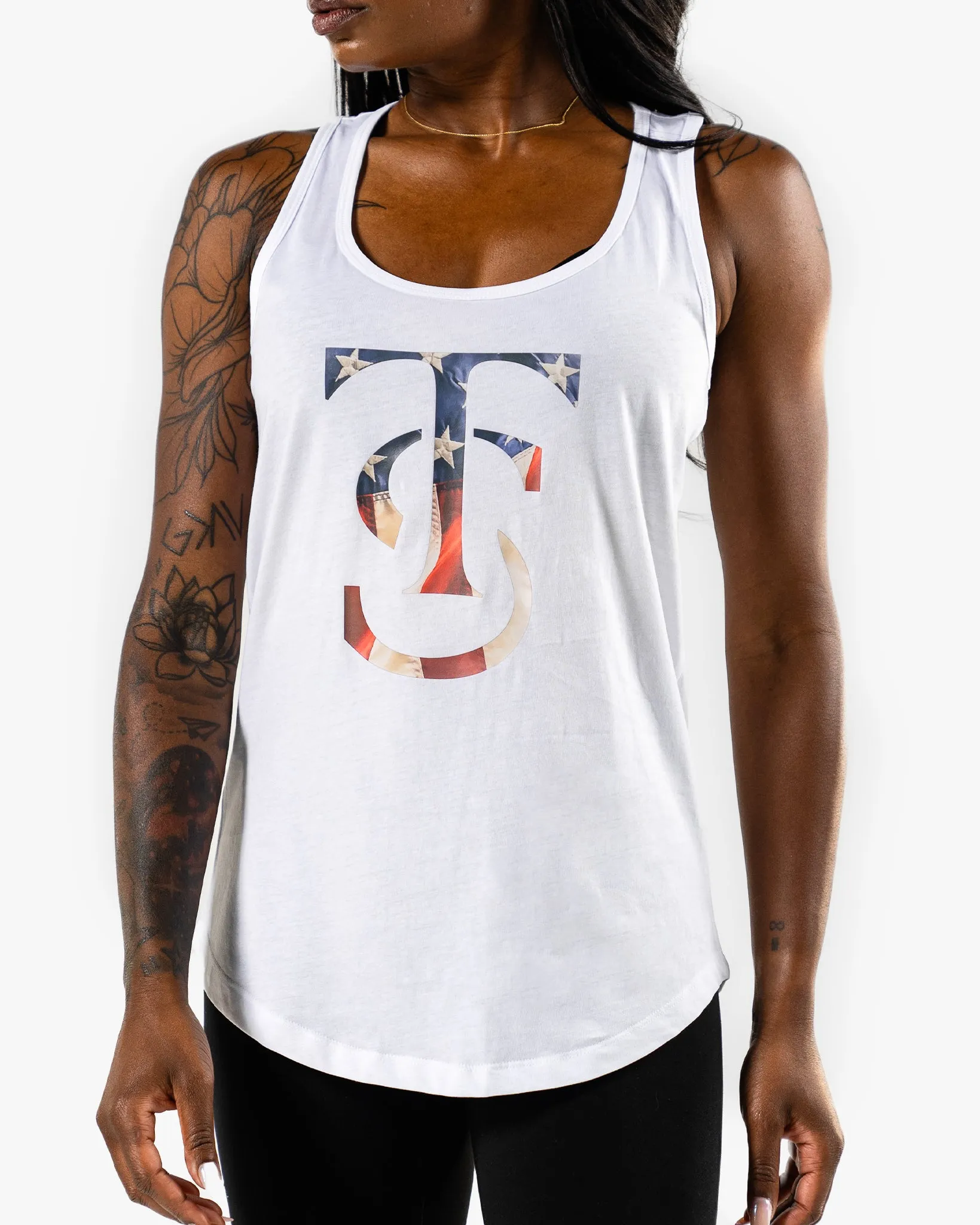 Stars & Stripes Racerback Tank  - White