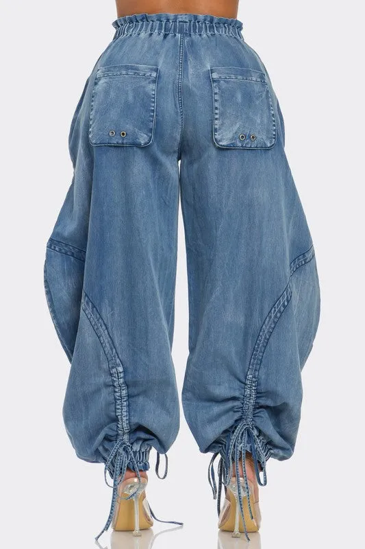 Stop and Stare Denim Cargo Pants