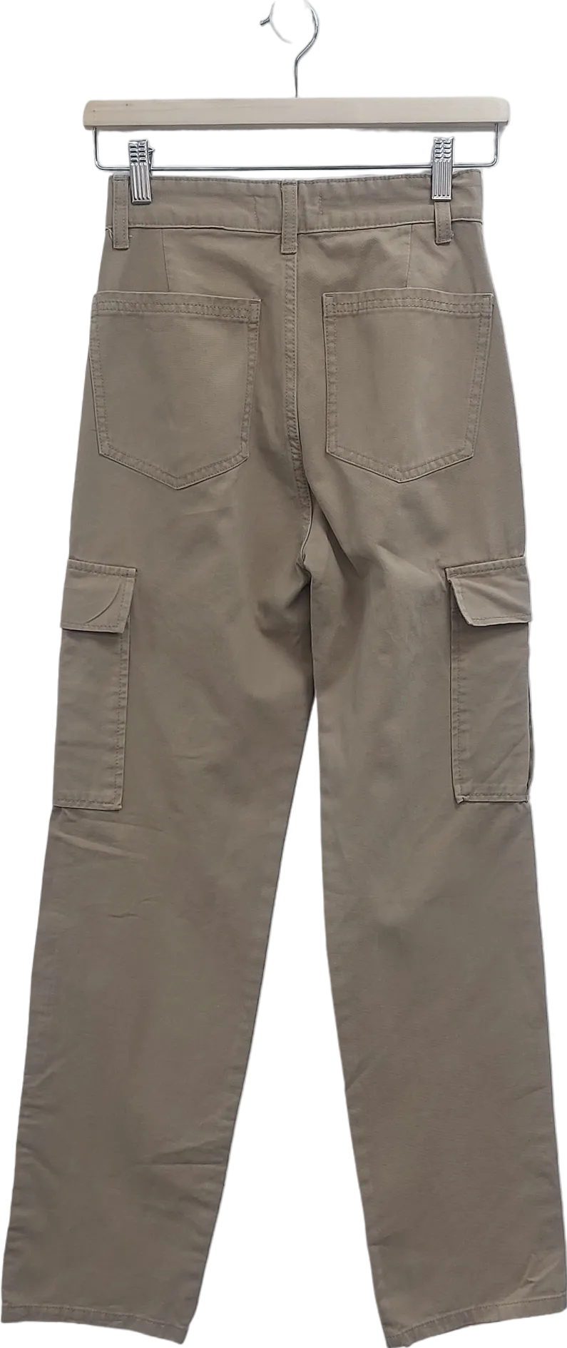 Stradivarius Beige Straight Leg Cargo Trousers In Stone UK 6