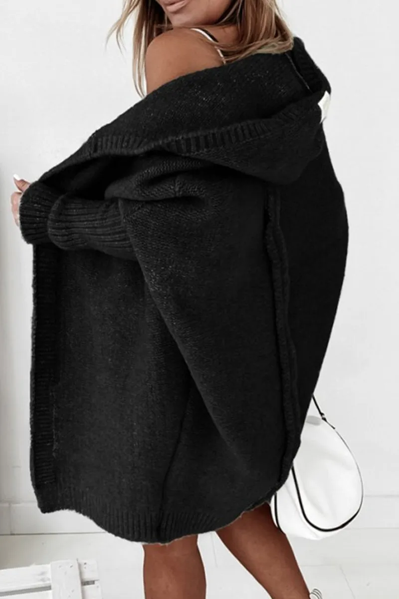 Street Solid Asymmetrical Solid Color Hooded Collar Tops