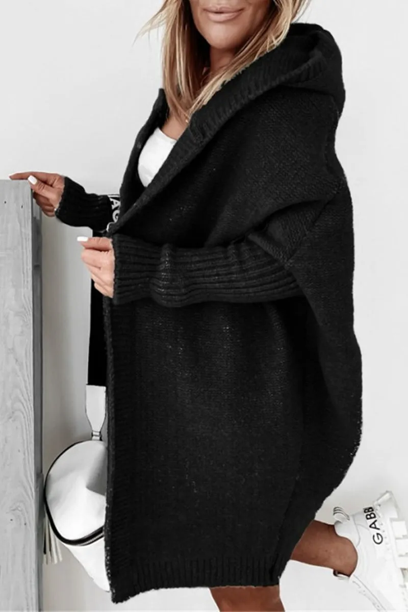 Street Solid Asymmetrical Solid Color Hooded Collar Tops