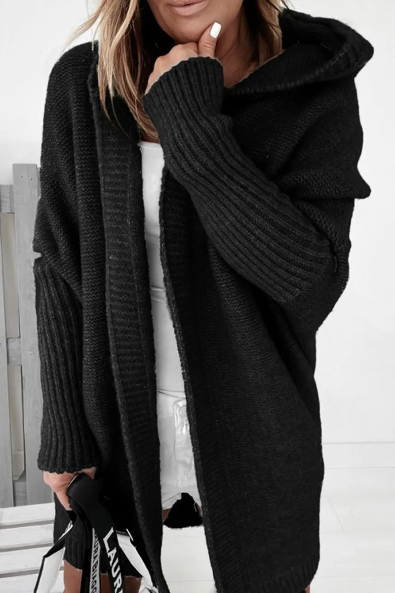 Street Solid Asymmetrical Solid Color Hooded Collar Tops