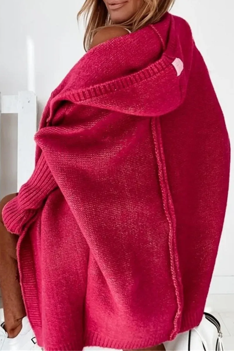 Street Solid Asymmetrical Solid Color Hooded Collar Tops