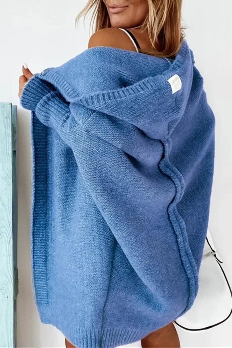 Street Solid Asymmetrical Solid Color Hooded Collar Tops