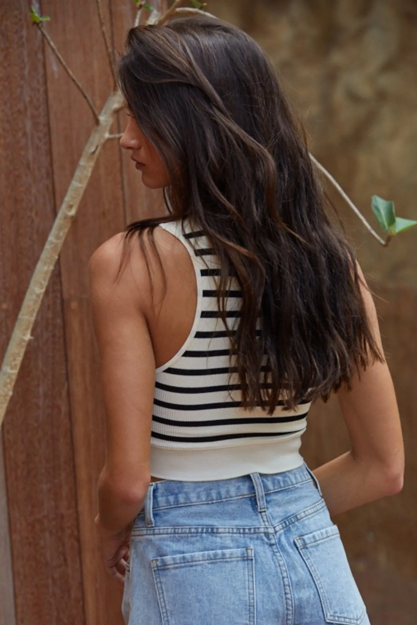Stripe Tank Scoop Neck Sweater