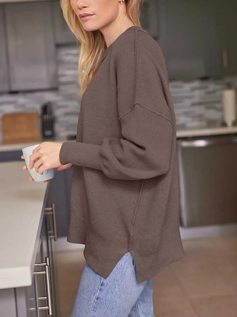 Stunncal Crew Neck Batwing Long Sleeve Sweater