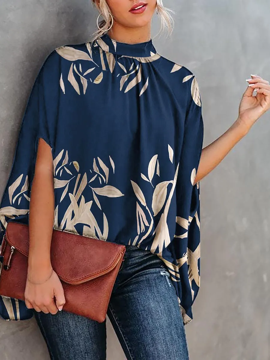 Stunncal Fashion Loose Bat Sleeve Round Neck Shirt (7 colors)