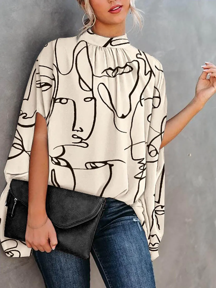 Stunncal Fashion Loose Bat Sleeve Round Neck Shirt (7 colors)