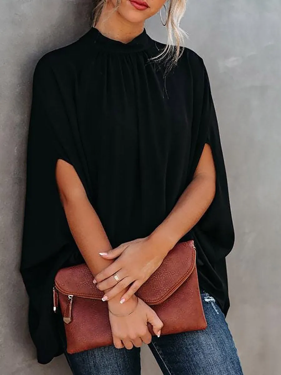 Stunncal Fashion Loose Bat Sleeve Round Neck Shirt (7 colors)