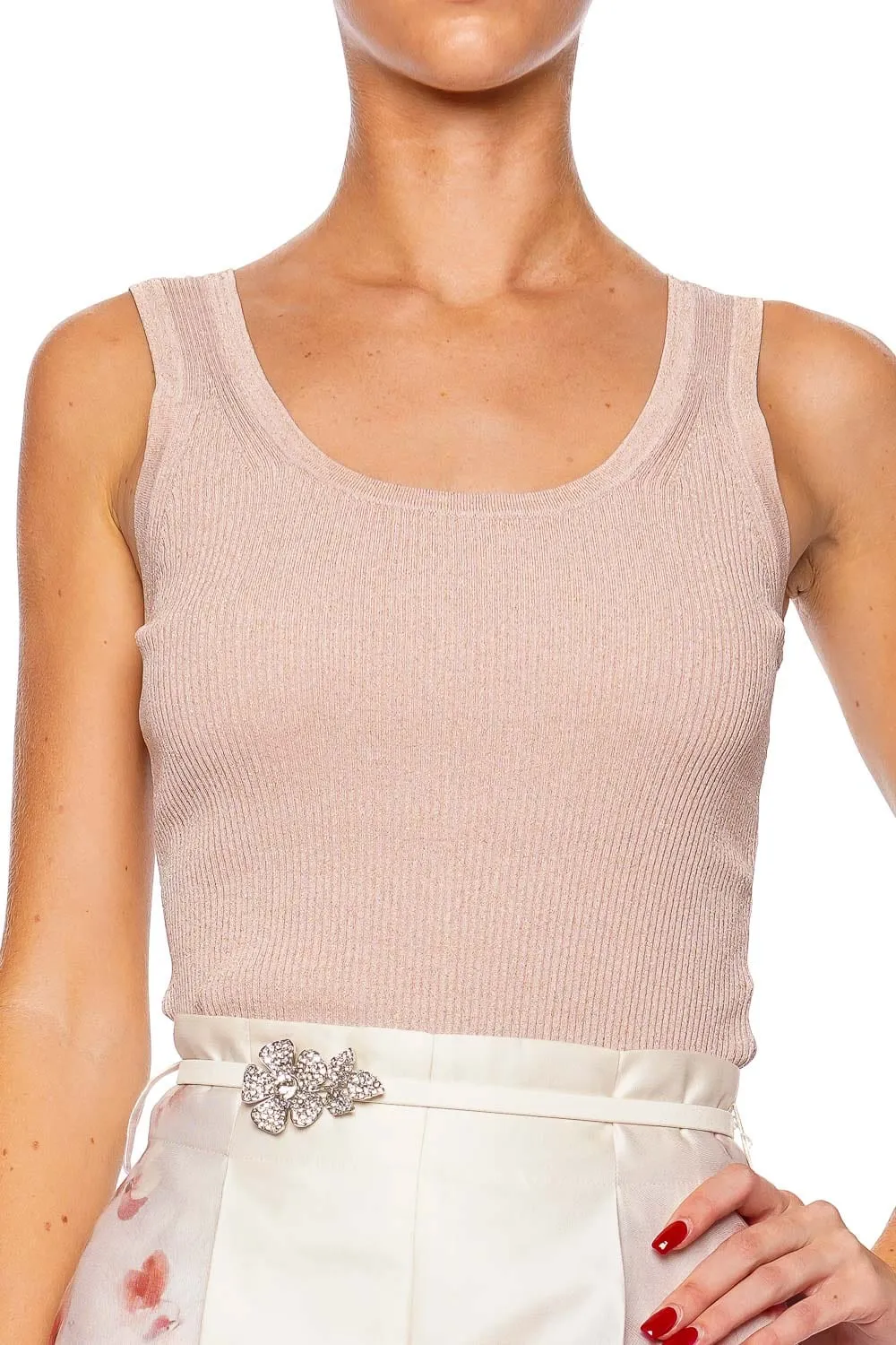 Tallow Pink Metallic Scoop Tank