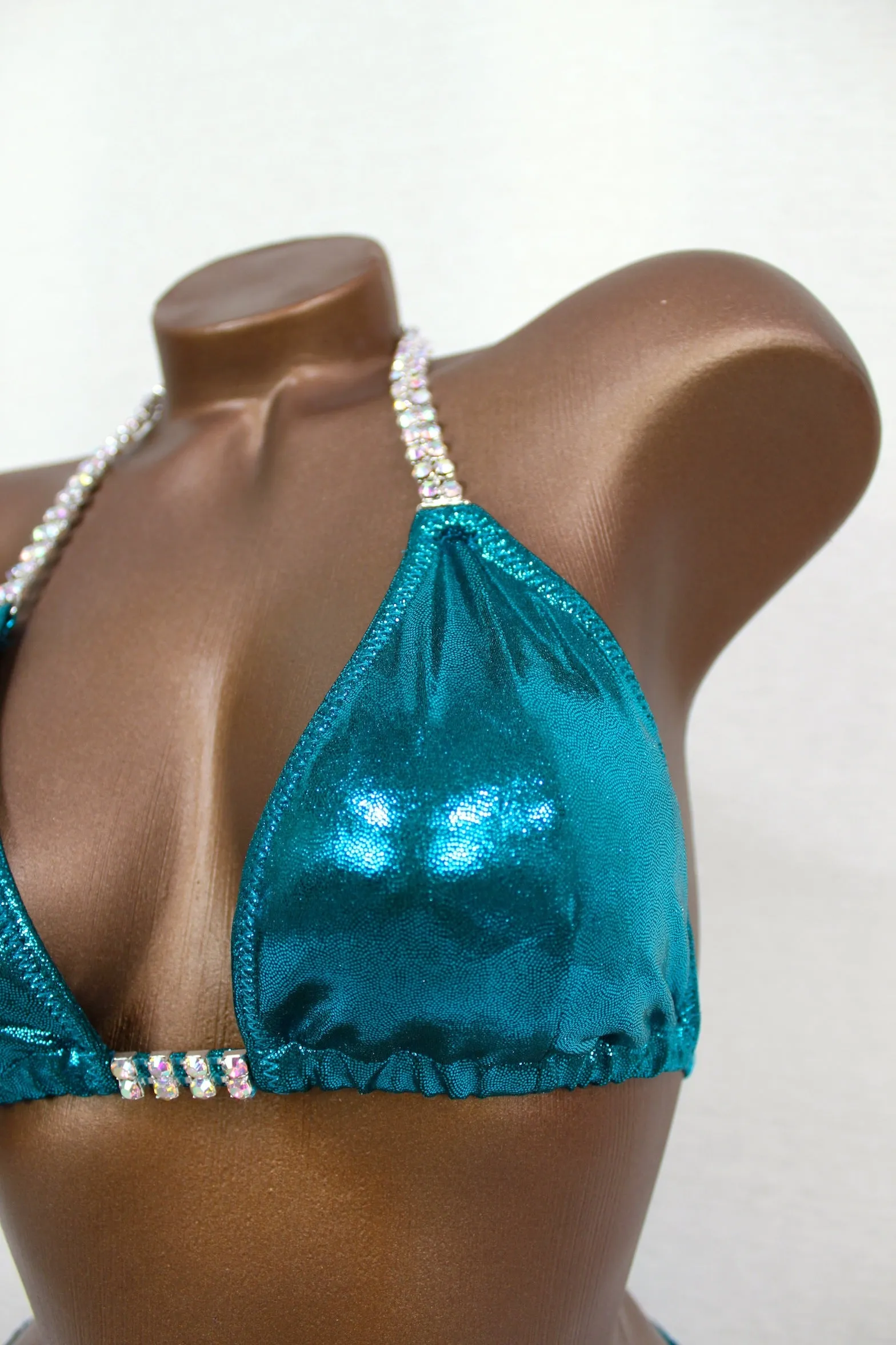 Teal/Green Metallic Spandex Bikini Suit