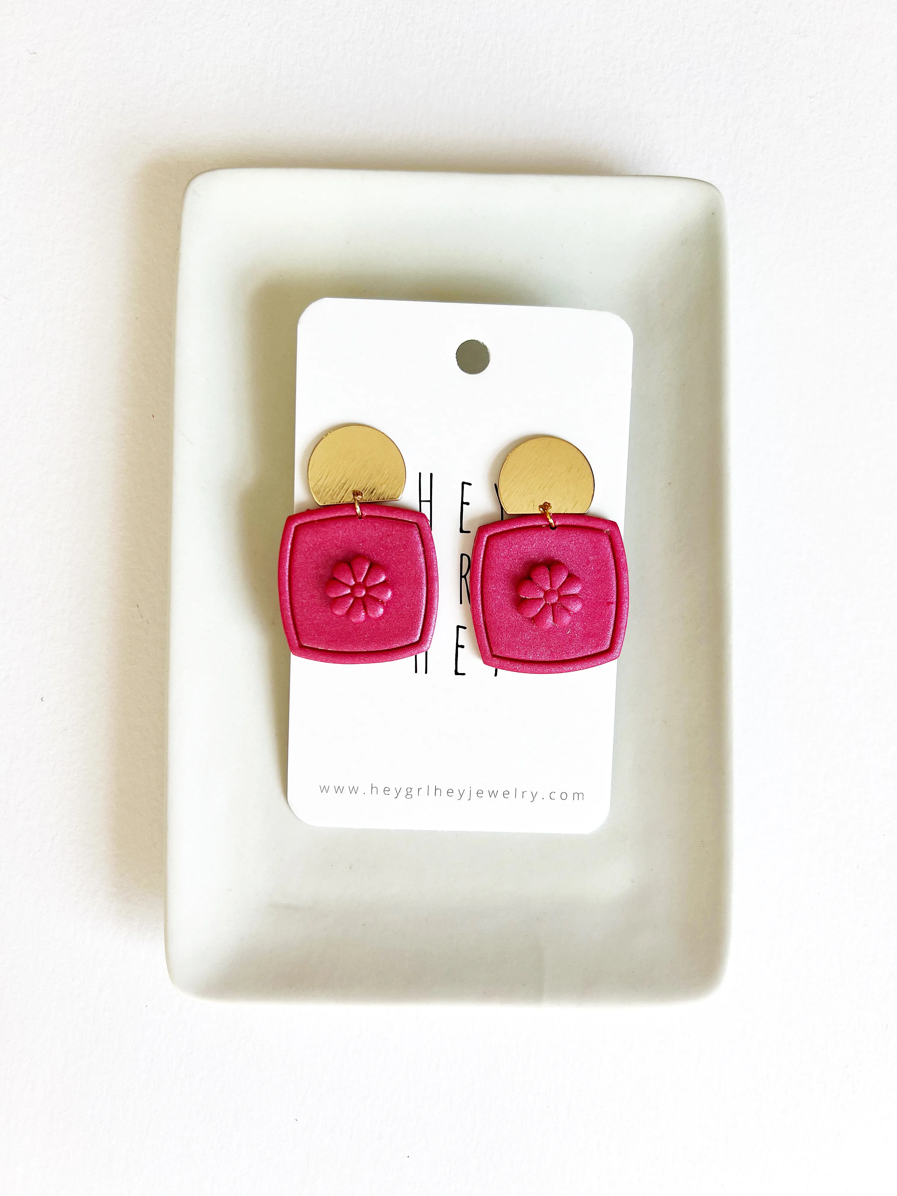 The Arabella Flower Earrings in Fuchsia