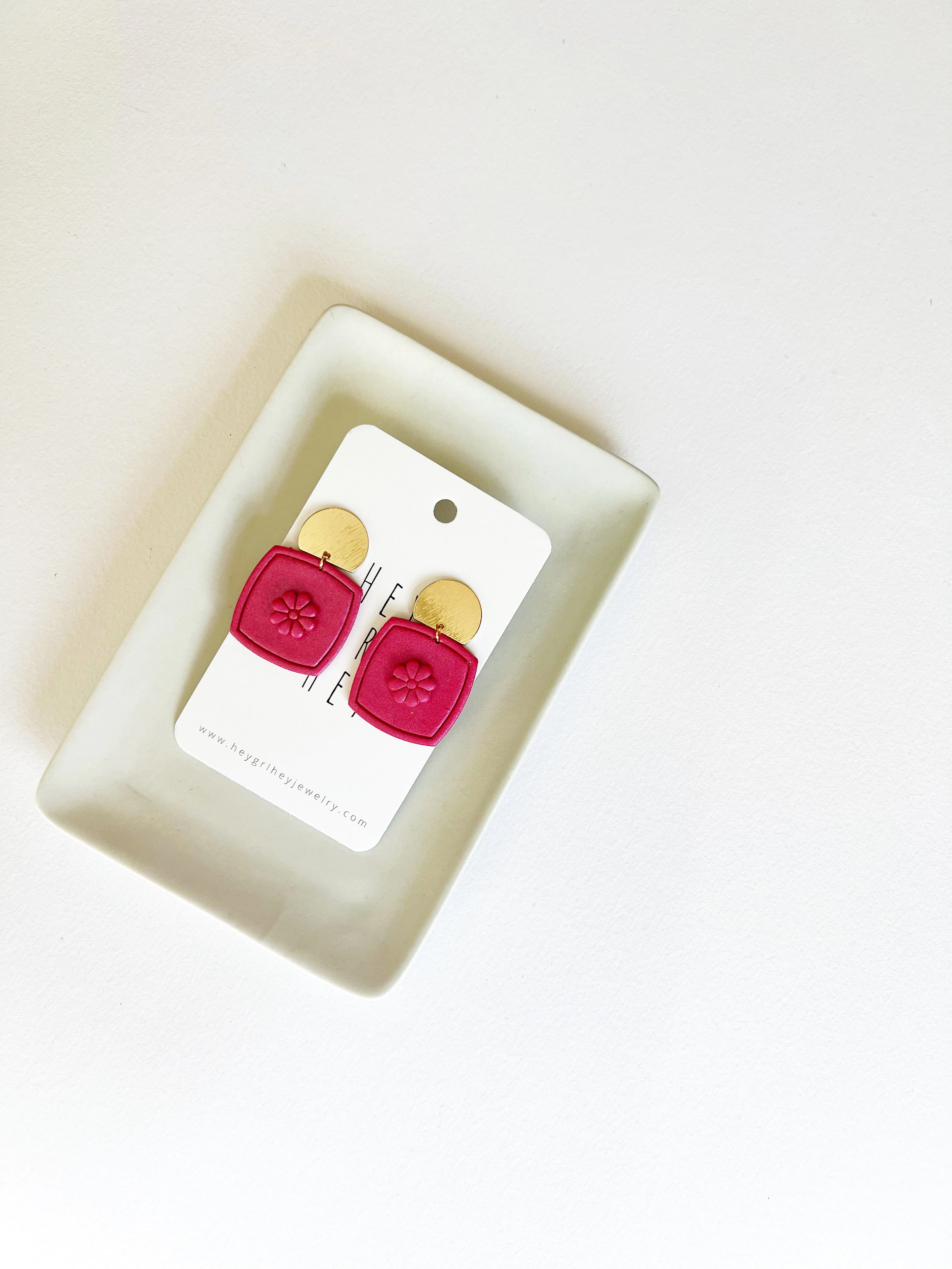 The Arabella Flower Earrings in Fuchsia