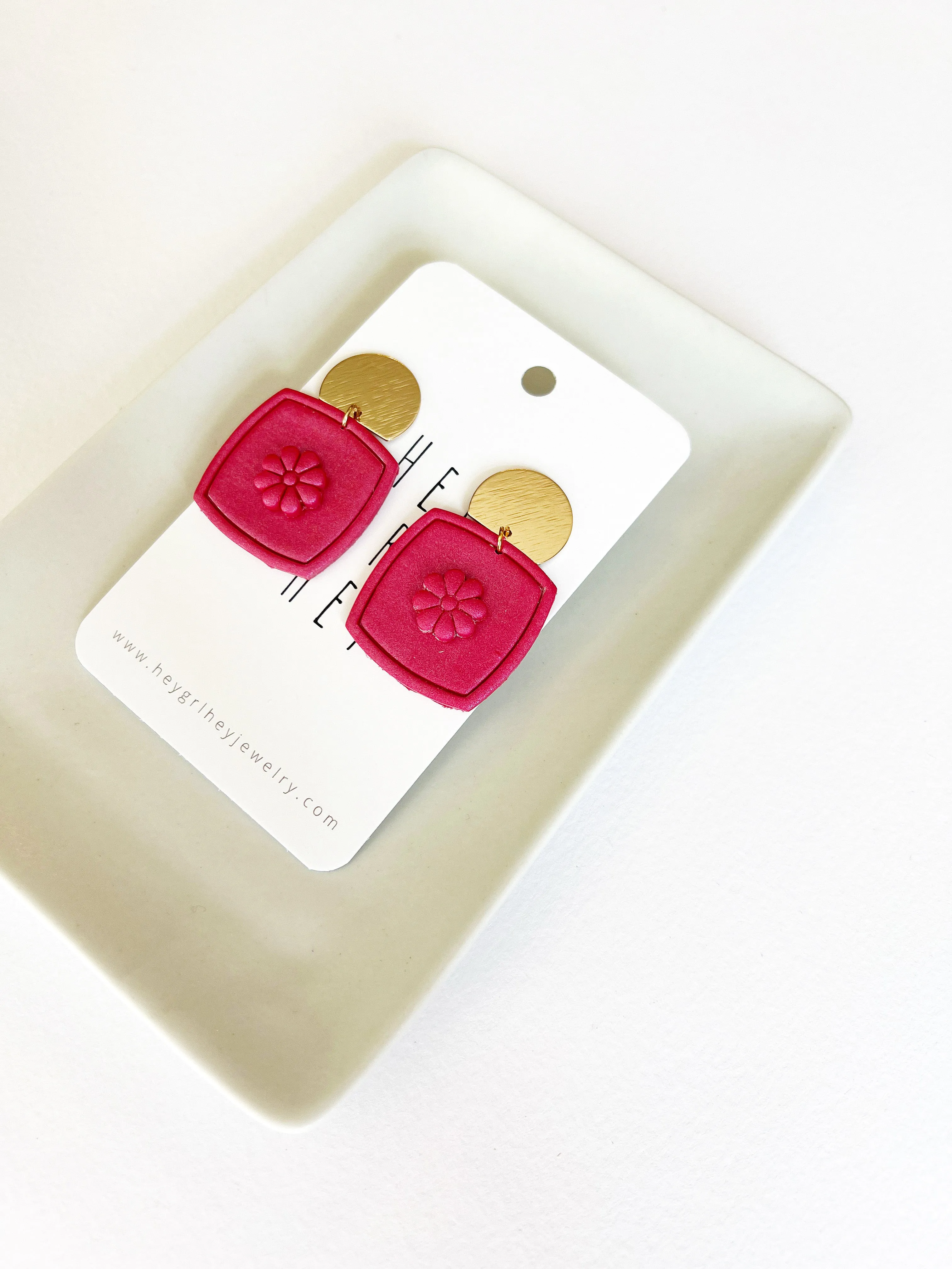The Arabella Flower Earrings in Fuchsia