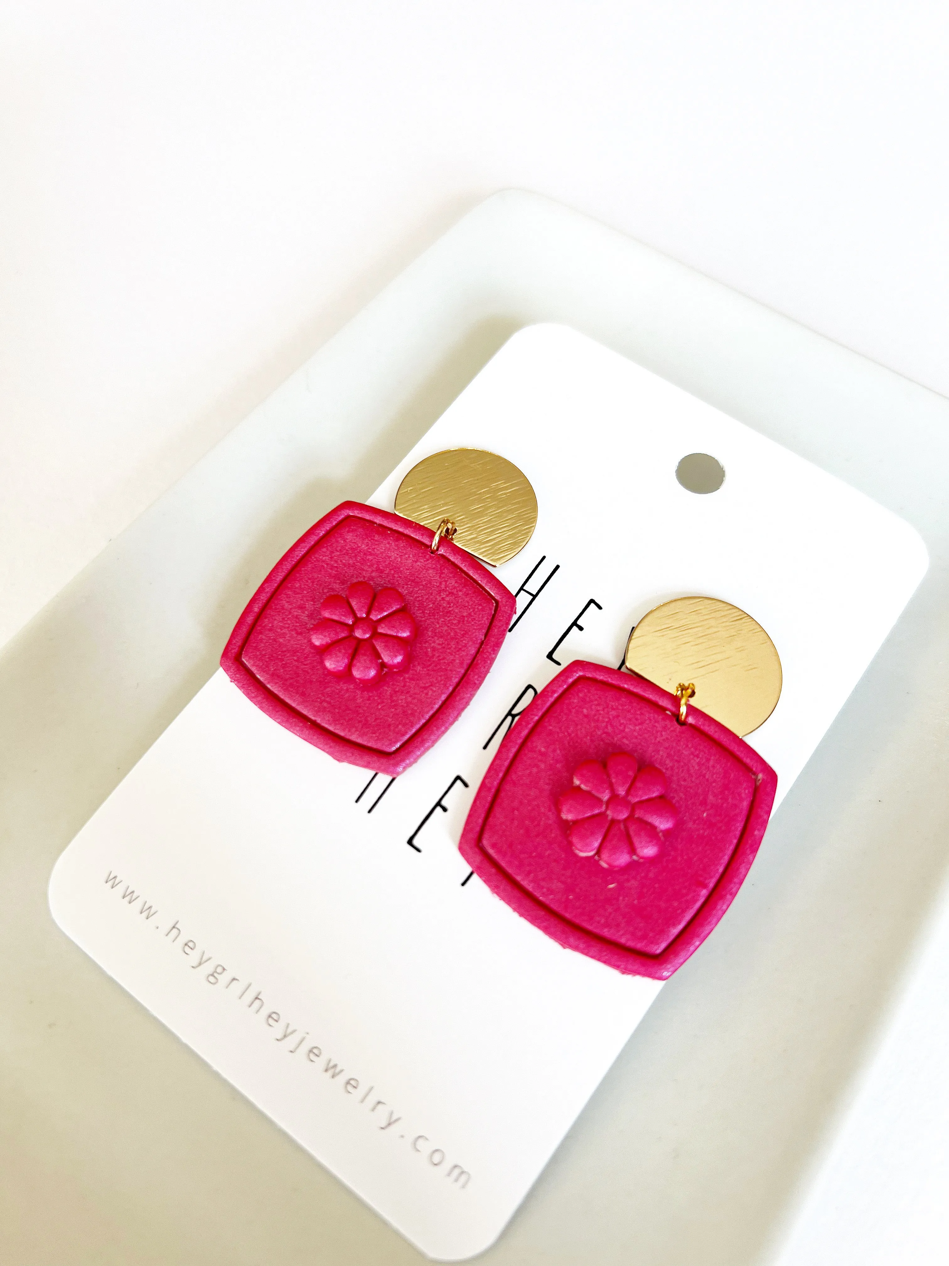The Arabella Flower Earrings in Fuchsia