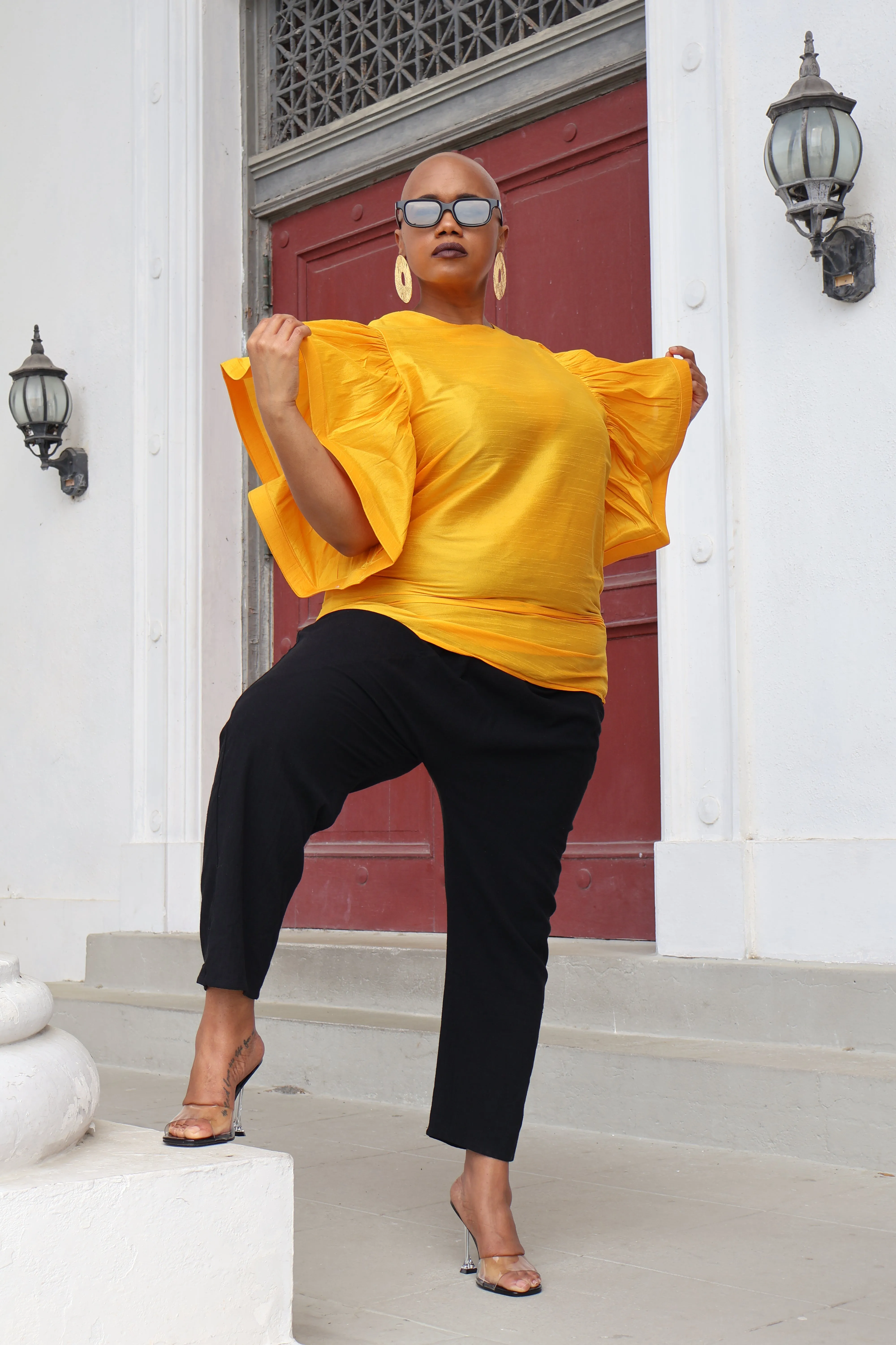 The Dupioni Batwing Sleeve Top I (Gold)