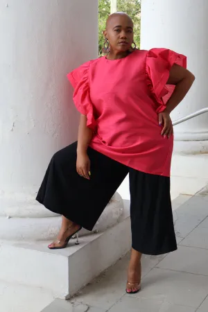 The Dupioni Batwing Sleeve Top I (Pink)
