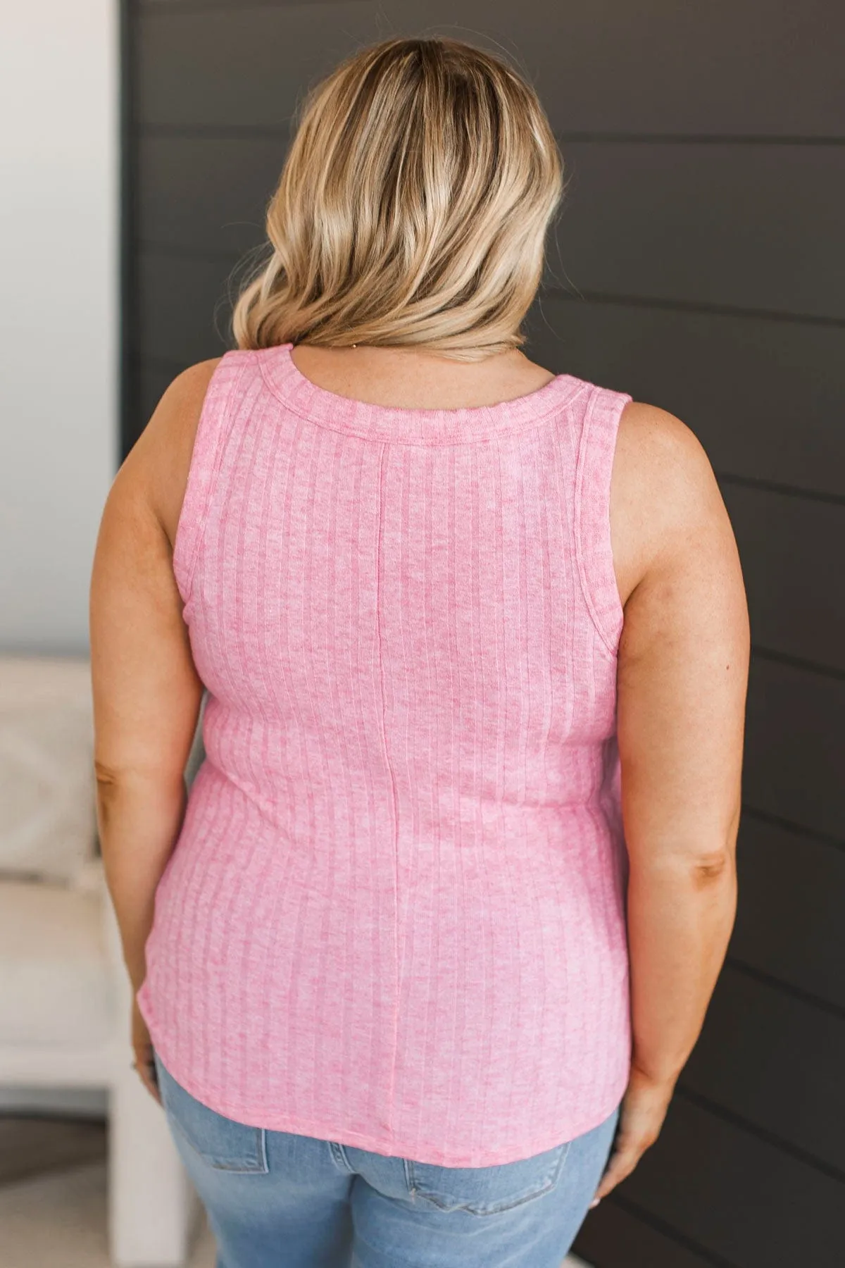 Think I Love This Ribbed Tank Top- Pink
