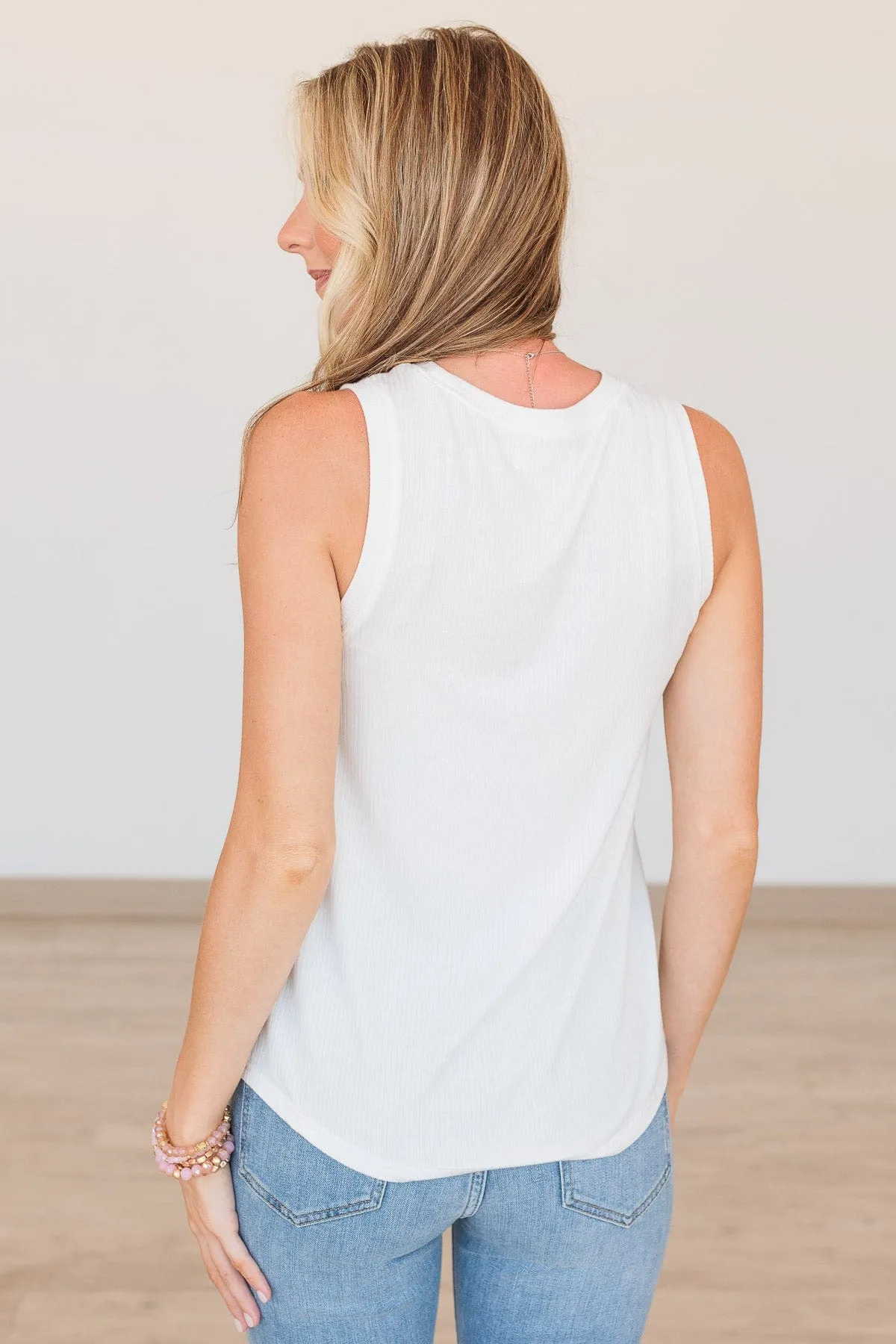 Thread & Supply Kiss Me Hard Ribbed Top- Off White