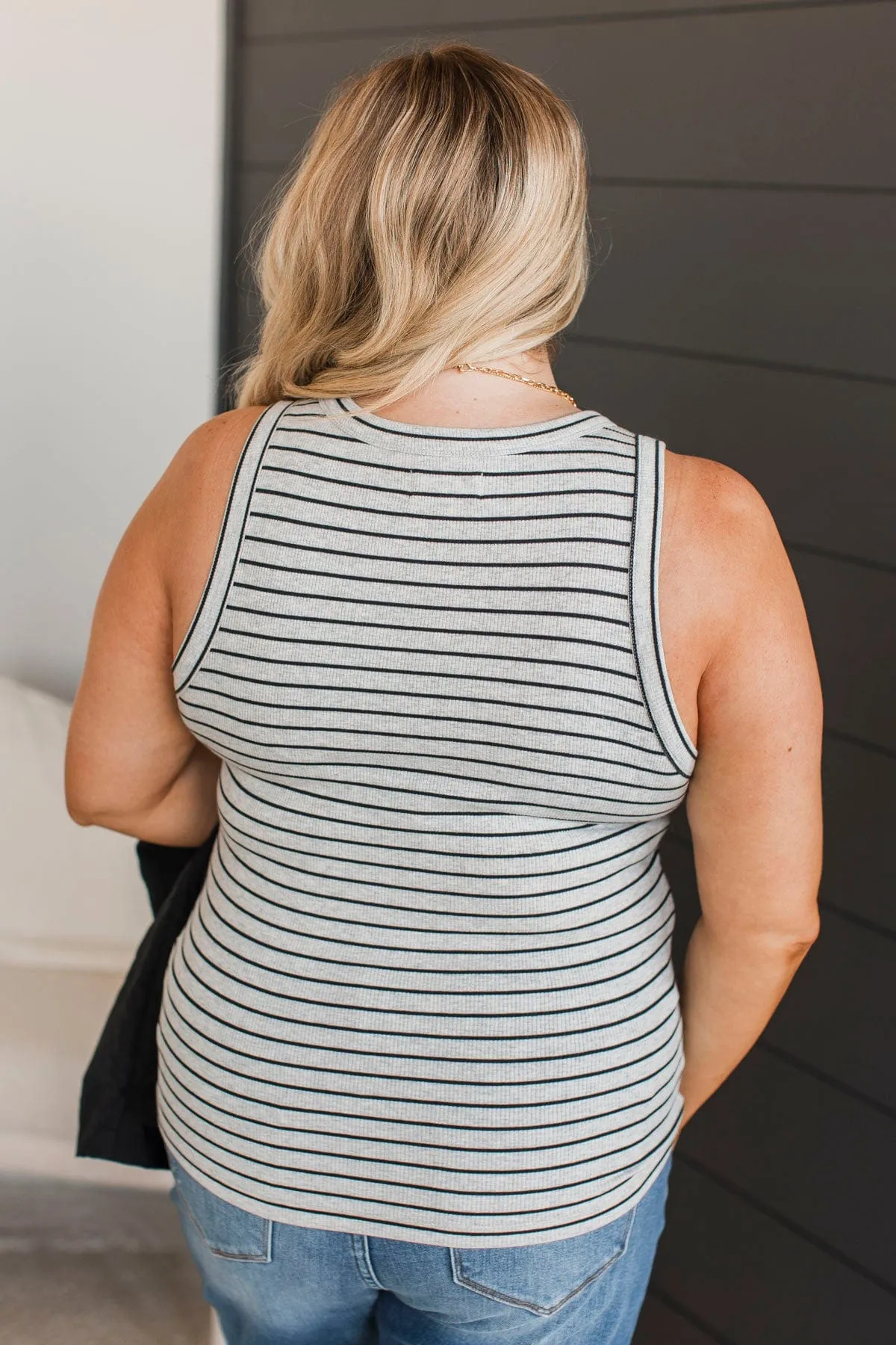 Thread & Supply On The Road Striped Tank Top- Heather Grey