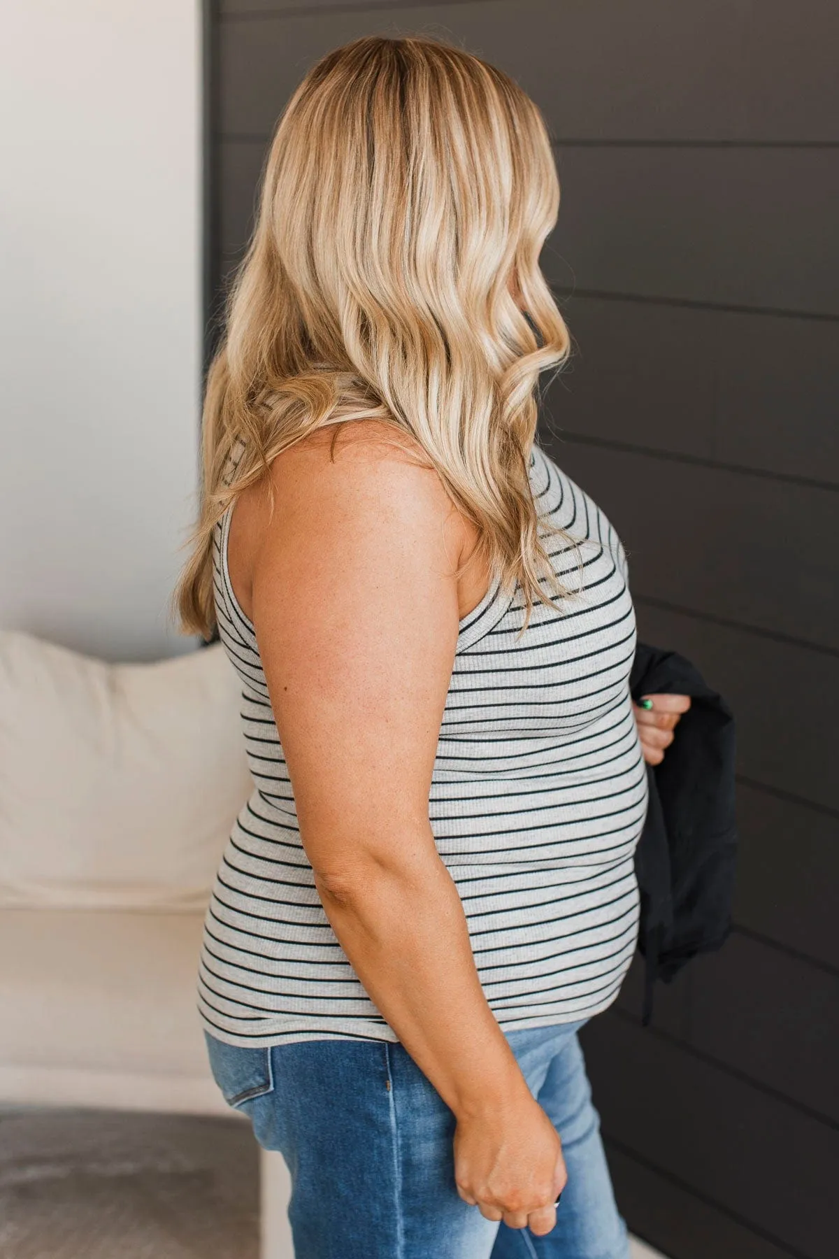 Thread & Supply On The Road Striped Tank Top- Heather Grey