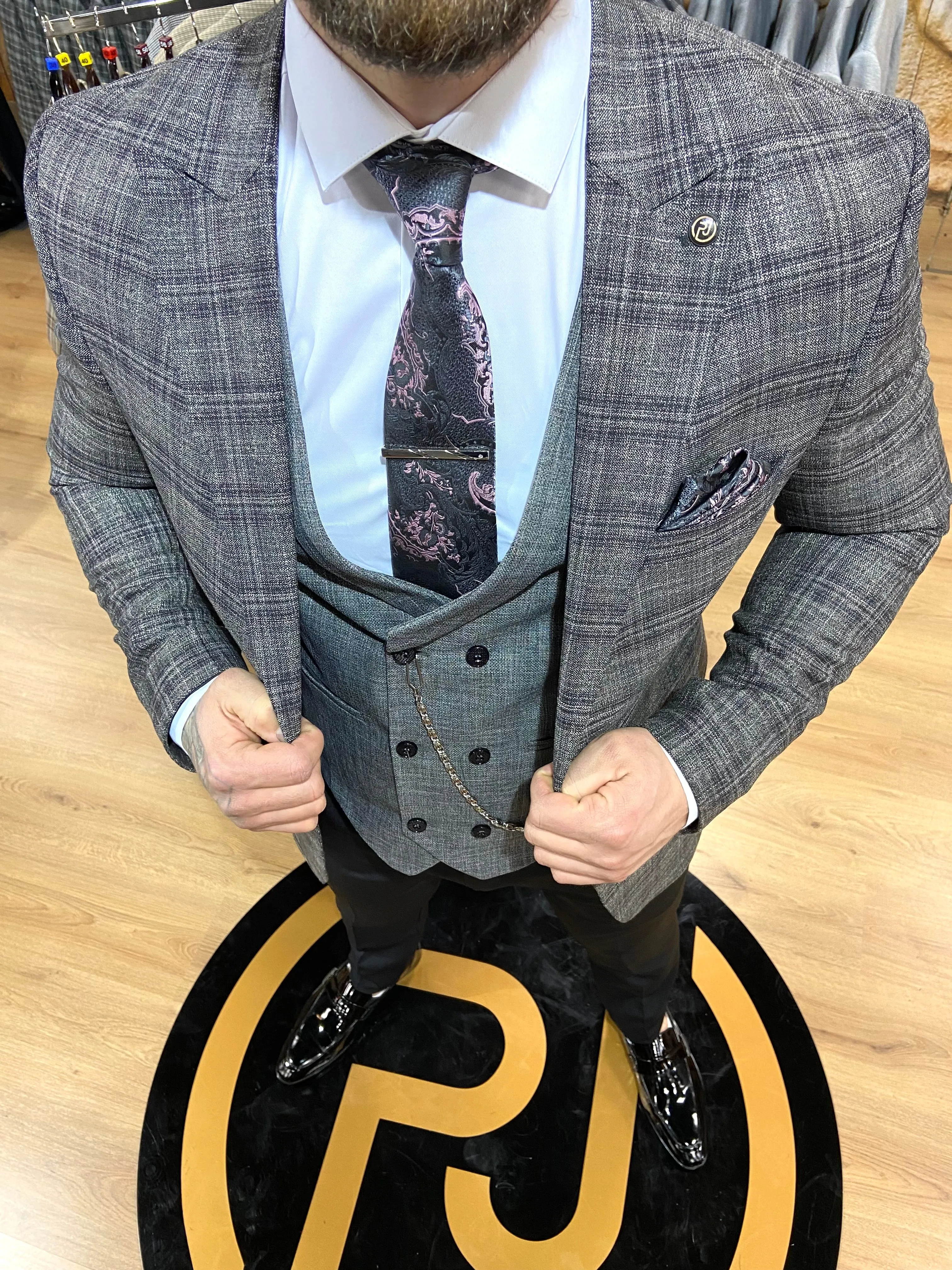 Toronto - Grey/Black 3 Piece Suit