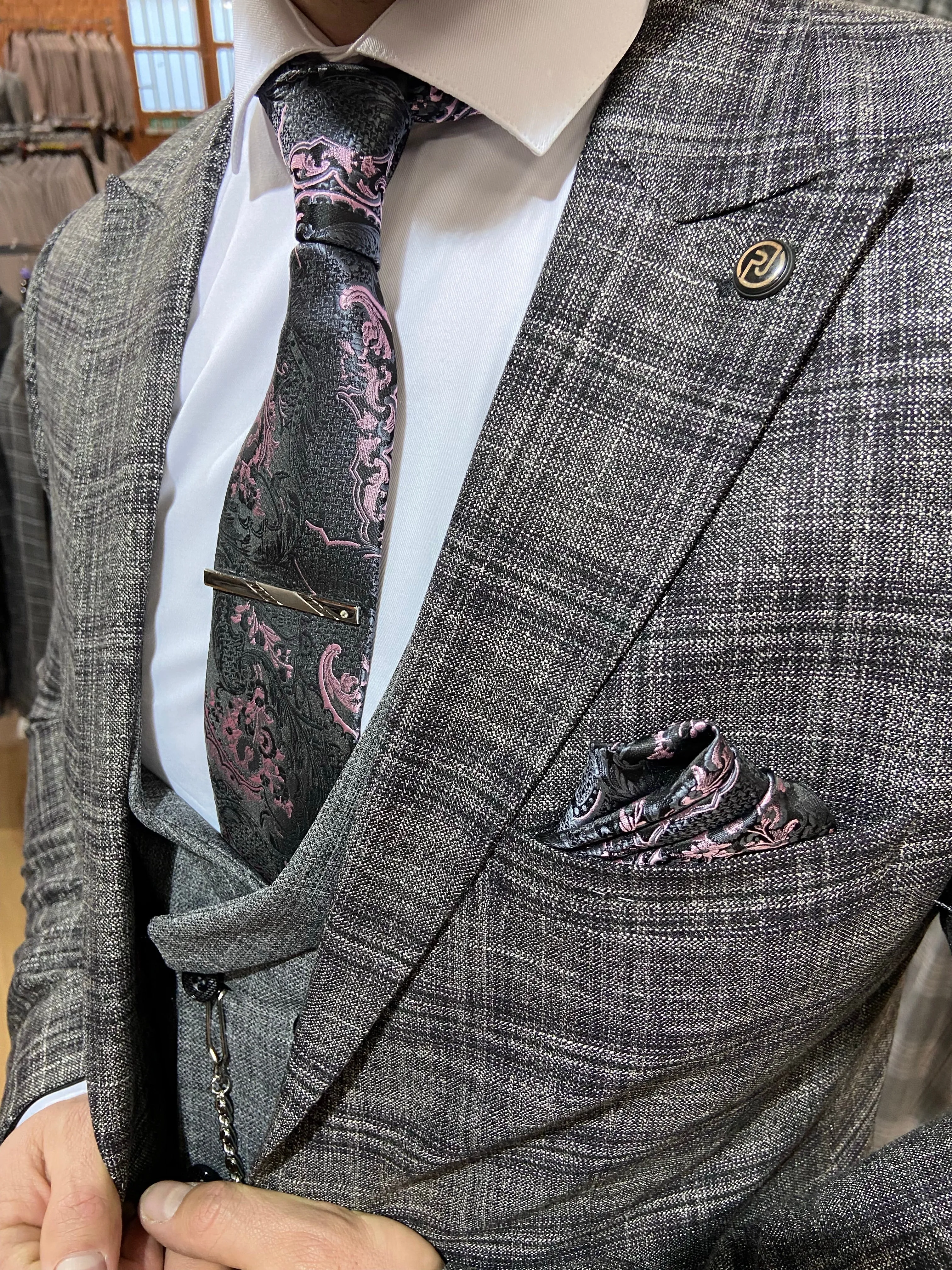 Toronto - Grey/Black 3 Piece Suit