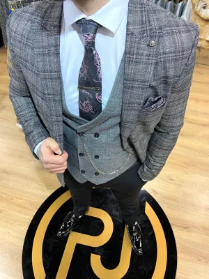 Toronto - Grey/Black 3 Piece Suit