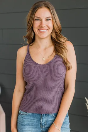 True Romance Ribbed Tank Top- Dusty Purple