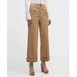 VERONICA BEARD Sigrid Straight Cargo Ankle Tan Size 12