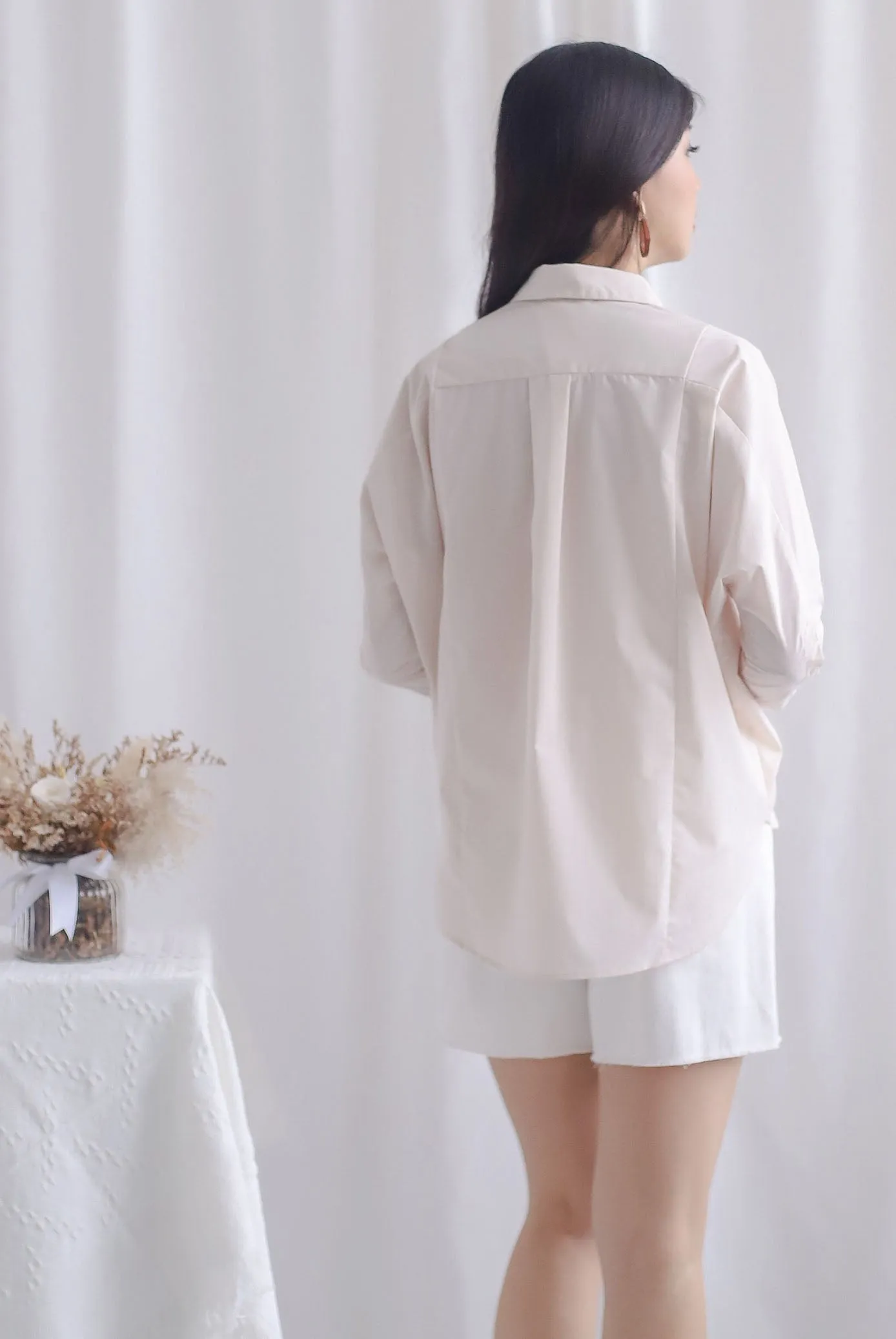 Vieno Batwing Shirt In Cream