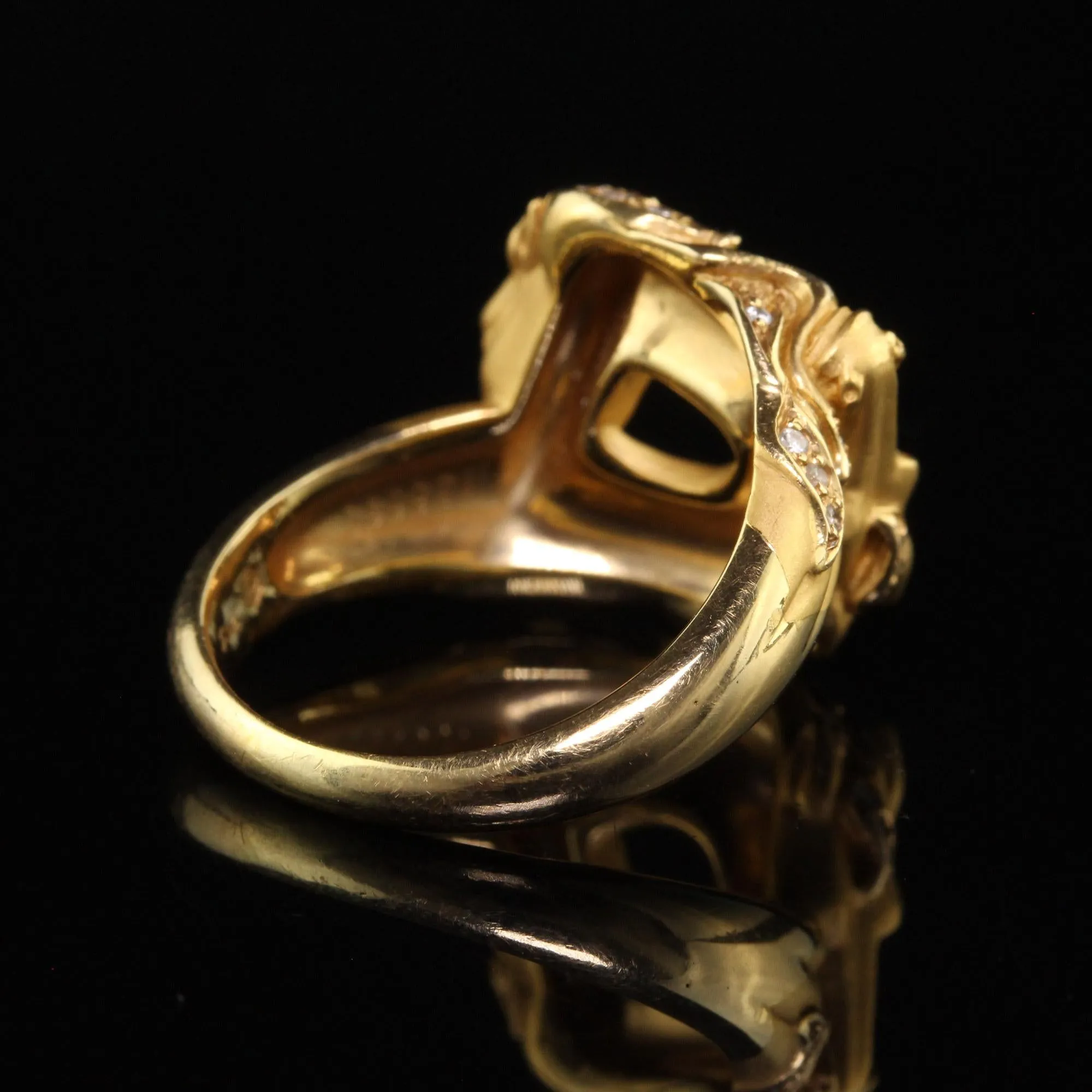 Vintage Estate Carrera Y Carrera 18K Yellow Gold Diamond Double Horse Head Ring