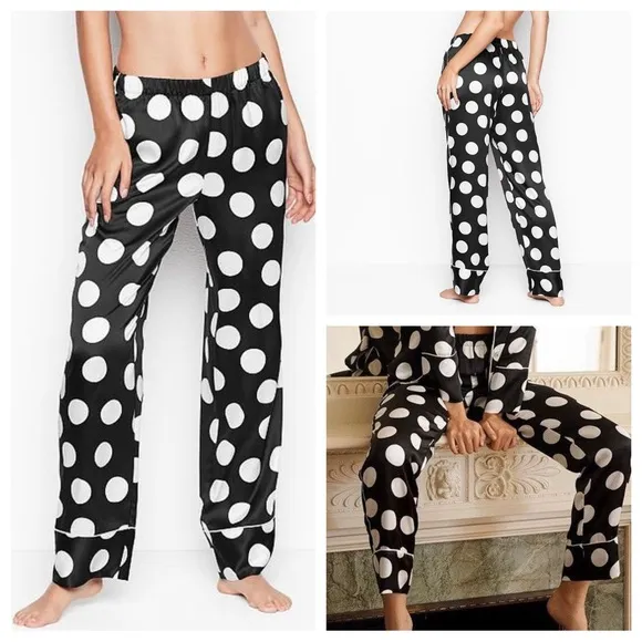 Vs Victorias Secret Polka Dot Satin Sleep Pant Tight Leggings Pajama XL