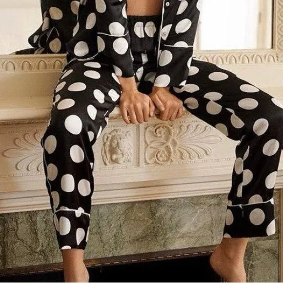 Vs Victorias Secret Polka Dot Satin Sleep Pant Tight Leggings Pajama XL