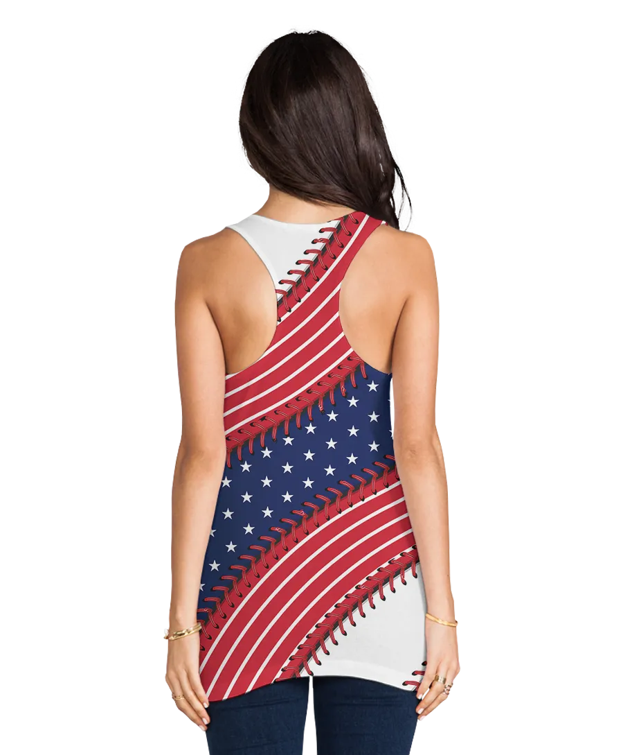 Washington Baseball Stitches Racerback Tank Top